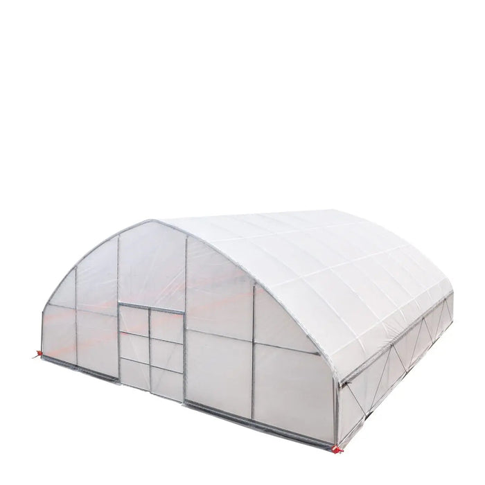 TMG-GH3030-V2 30' x 30' commercial tunnel greenhouse with 6 mil clear EVA poly cover and roll-up sides, view 22.