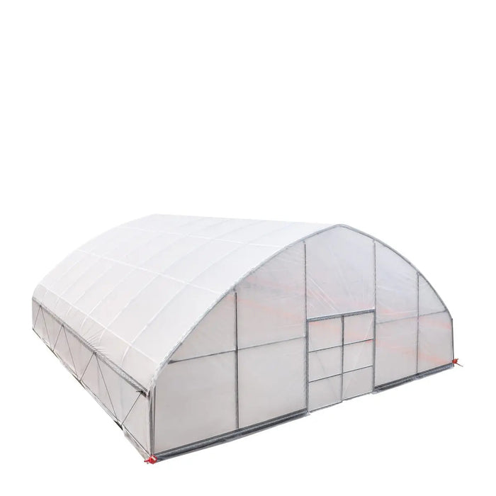 TMG-GH3030-V2 30' x 30' commercial tunnel greenhouse with 6 mil clear EVA poly cover and roll-up sides, view 24.