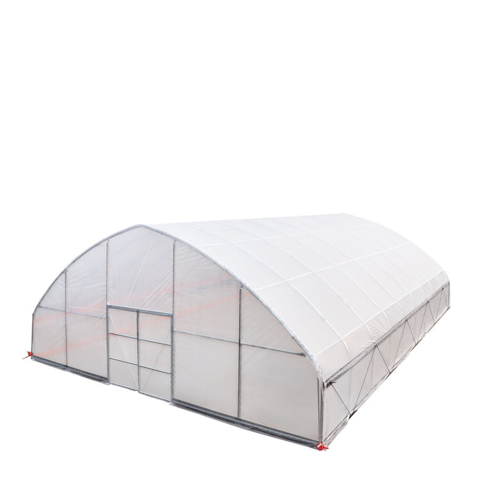 TMG Industrial 30’ x 40’ Tunnel Greenhouse Grow Tent w/6 Mil Clear EVA Plastic Film, Cold Frame, Hand Crank Roll-Up Sides, Peak Ceiling Roof, TMG-GH3040