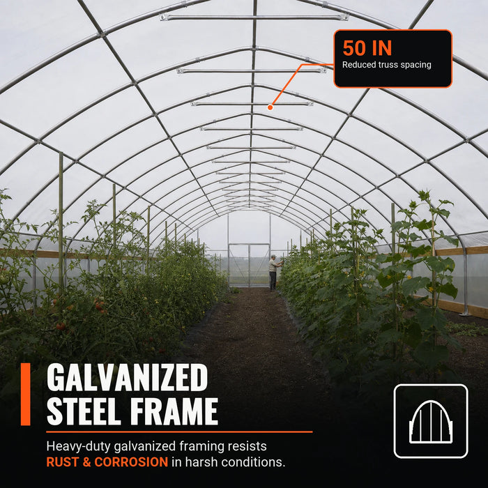 30' x 40' Commercial Tunnel Greenhouse with 6 Mil Clear Poly Covers and Roll-Up Sides TMG-GH3040-V2 (Previously GH3040)
