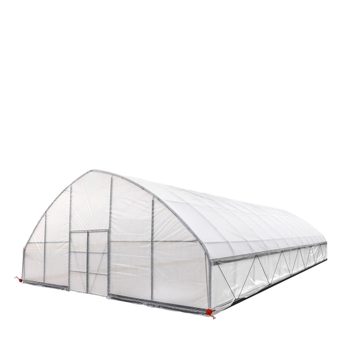 TMG Industrial 30’ x 50’ Tunnel Greenhouse Grow Tent w/6 Mil Clear EVA Plastic Film, Cold Frame, Hand Crank Roll-Up Sides, Peak Ceiling Roof, TMG-GH3050