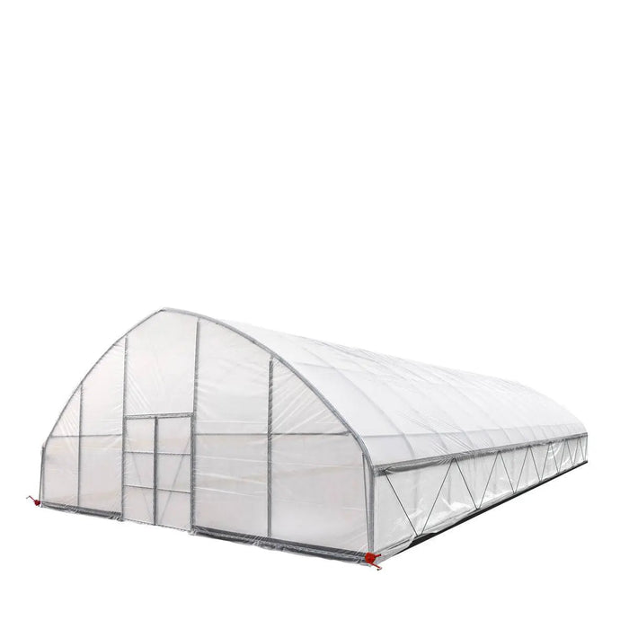 TMG-GH3060-V2 30' x 60' commercial tunnel greenhouse with 6 mil clear EVA poly cover and roll-up sides, view 18.