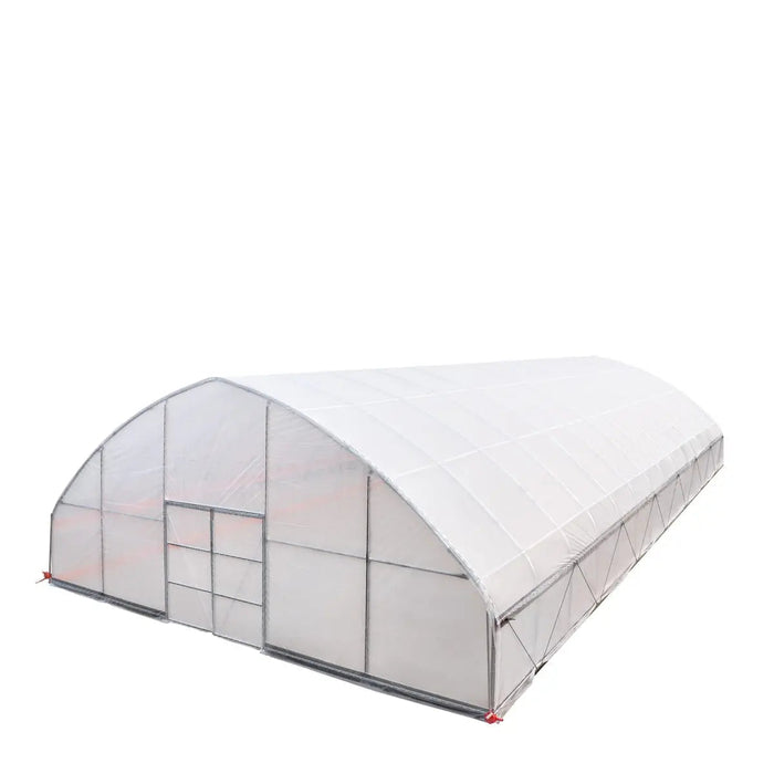 TMG-GH3060-V2 30' x 60' commercial tunnel greenhouse with 6 mil clear EVA poly cover and roll-up sides, view 22.
