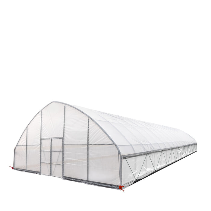 TMG Industrial 30’ x 80’ Tunnel Greenhouse Grow Tent w/6 Mil Clear EVA Plastic Film, Cold Frame, Hand Crank Roll-Up Sides, Peak Ceiling Roof, TMG-GH3080