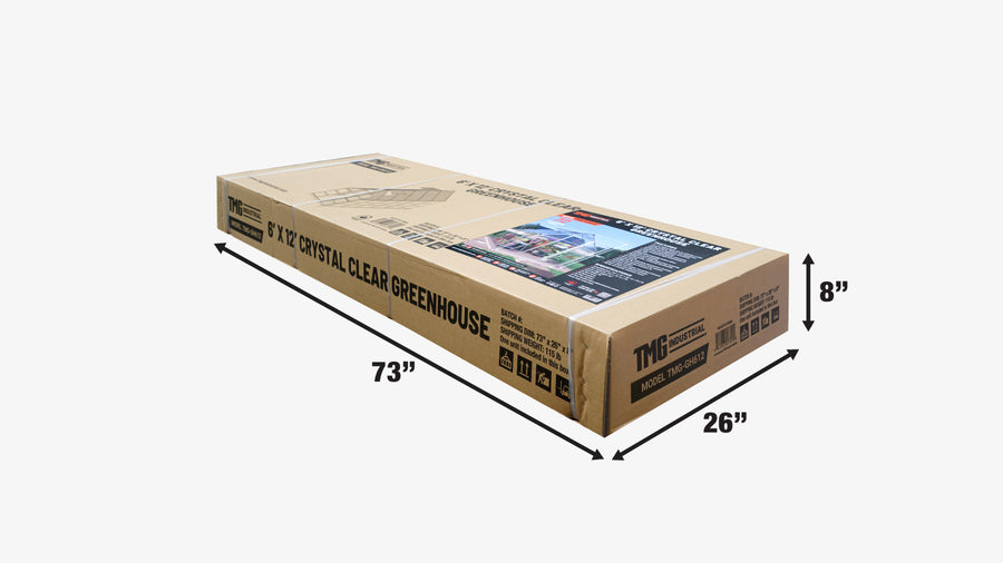 Serre de 6' x 12' Crystal Clear, cadre en aluminium, système de gouttières intégré, aérations de toit, TMG-GH612