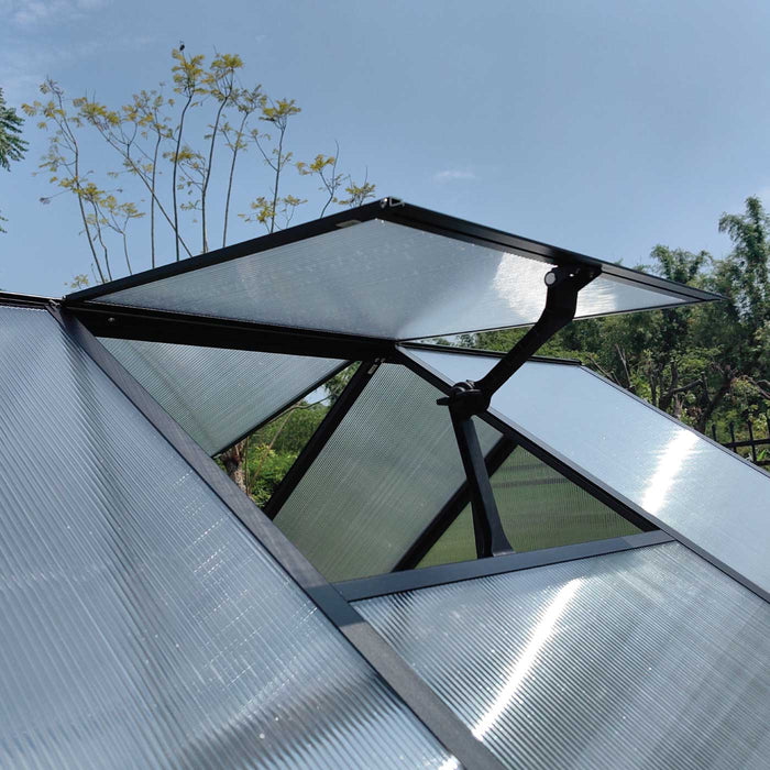 8' x 10' Greenhouse with Polycarbonate Roof and Walls, Durable Aluminum Frame, Quick Assembly, Essential Series, TMG-GHE0810
