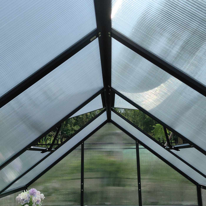 8' x 10' Greenhouse with Polycarbonate Roof and Walls, Durable Aluminum Frame, Quick Assembly, Essential Series, TMG-GHE0810