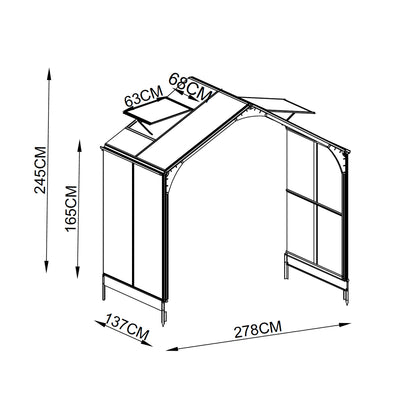 Kit d'extension de 4,5' pour serre Alpine Series 9' x 9' avec cadre en aluminium extensible, assemblage rapide, TMG-GHA09X