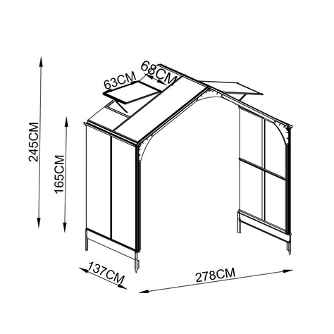 4.5' Extension Kit for Alpine Series 9' x 9' Greenhouse with Expandable Aluminum Frame, Quick-Connect Assembly, TMG-GHA09X