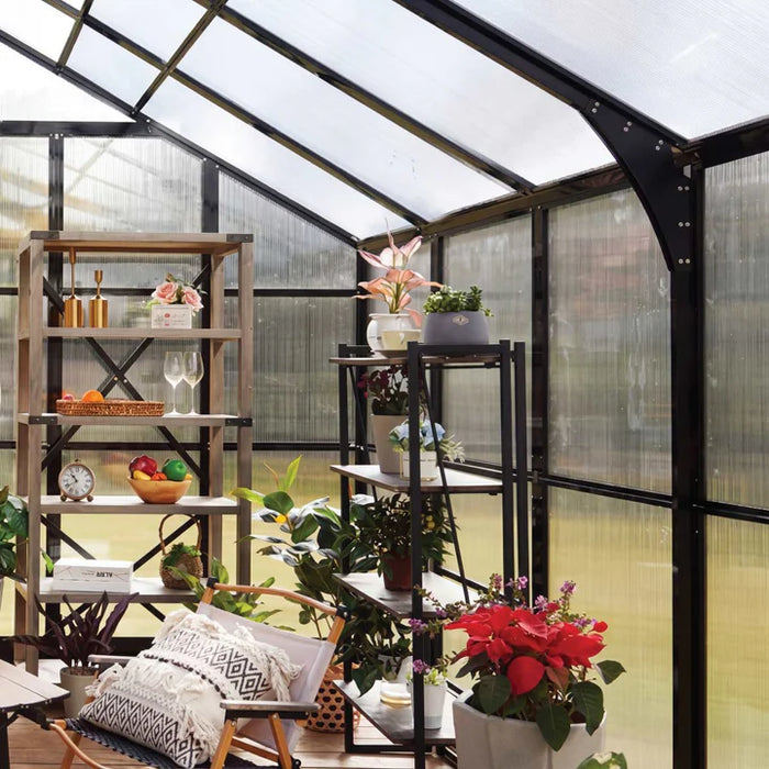 Alpine Series 11.5' x 20.5' Greenhouse, 9' Height, Expandable Aluminum Frame, Tempered Glass Walls and Polycarbonate Roof, Quick-Connect Assembly TMG-GHA1120 