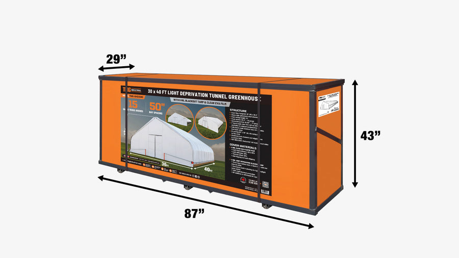 TMG Heavy Series™ 30' x 40' Light Deprivation Two Layer Cover Greenhouse Grow Tent, 6-mil Blackout Tarp and Clear Film, Cold Frame, Hand Crank Roll-Up Sides, Peak Ceiling Roof, TMG-GHD3040