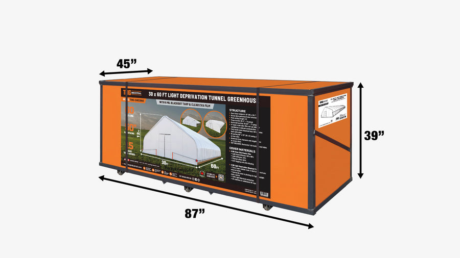 TMG Industrial Pro Series 30' x 60' Tente de culture de serre à deux couches avec couverture de privation de lumière, bâche occultante de 6 mil et film transparent, cadre froid, côtés enroulables à manivelle, toit de plafond en pointe, TMG-GHD3060