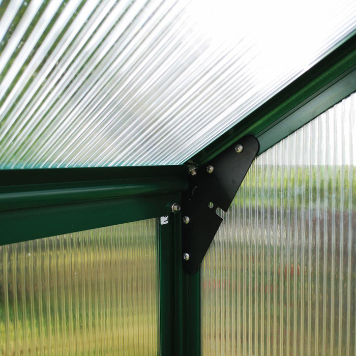 4' x 8' Lean-to Greenhouse, 7' Height, Powder Coated Green Aluminum Frame, Polycarbonate Roof, Walls and Vent, Essential Series, TMG-GHE0408L
