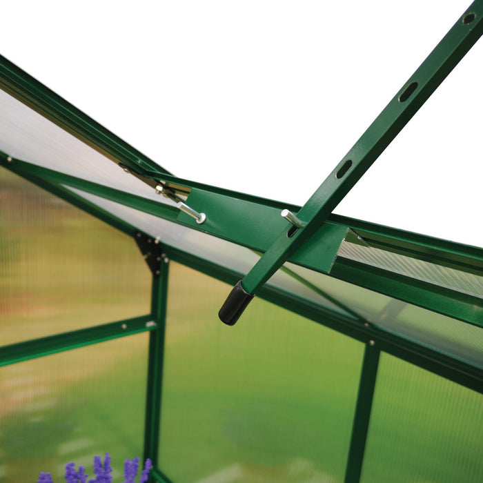 4' x 8' Lean-to Greenhouse, 7' Height, Powder Coated Green Aluminum Frame, Polycarbonate Roof, Walls and Vent, Essential Series, TMG-GHE0408L