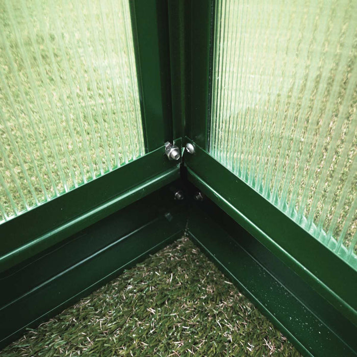4' x 8' Lean-to Greenhouse, 7' Height, Powder Coated Green Aluminum Frame, Polycarbonate Roof, Walls and Vent, Essential Series, TMG-GHE0408L
