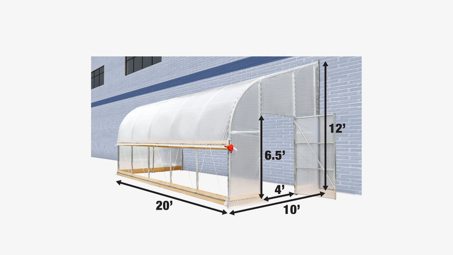 10' x 20' Lean-To Greenhouse Grow Tent w/6 Mil Clear EVA Plastic Film, Cold Frame, Hand Crank Roll-Up Side, 6-½' Sidewall, TMG-GHL1020