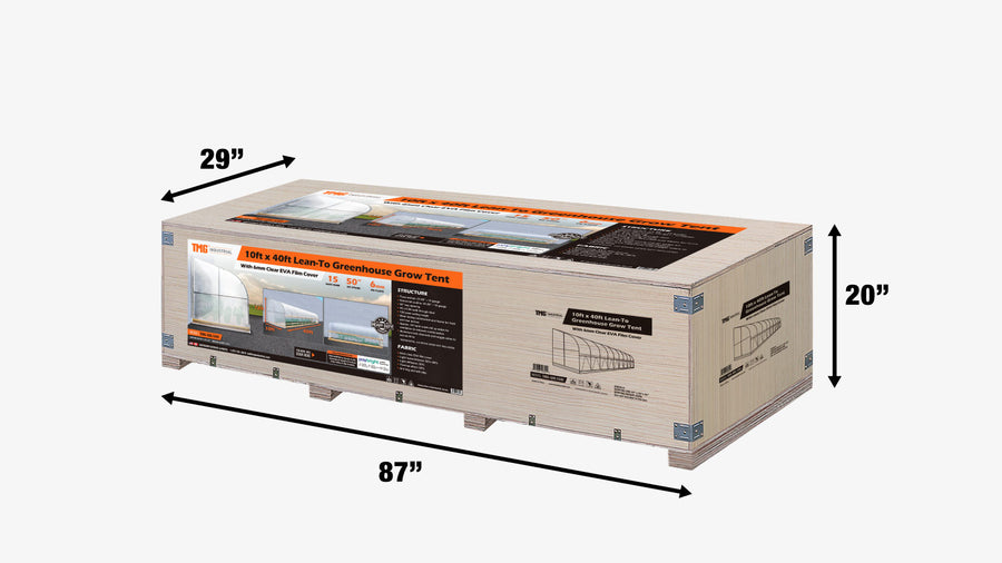 10' x 40' Lean-To Greenhouse Grow Tent w/6 Mil Clear EVA Plastic Film, Cold Frame, Hand Crank Roll-Up Side, 6-½' Sidewall, TMG-GHL1040