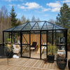 Serre Gazébo 3 x 4,2 m Série Nordic, Hauteur 2,7 m, Parois en Verre Trempé et Toit en Polycarbonate, Cadre en Aluminium Robuste, Assemblage Coulissant et Verrouillable, TMG-GHN1014