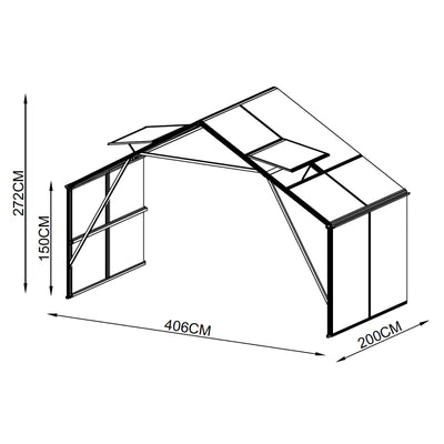 Kit d'extension de 2 m pour serre-tonnelle Nordic Series 4 x 4 m avec cadre en aluminium extensible, assemblage rapide, TMG-GHN13X