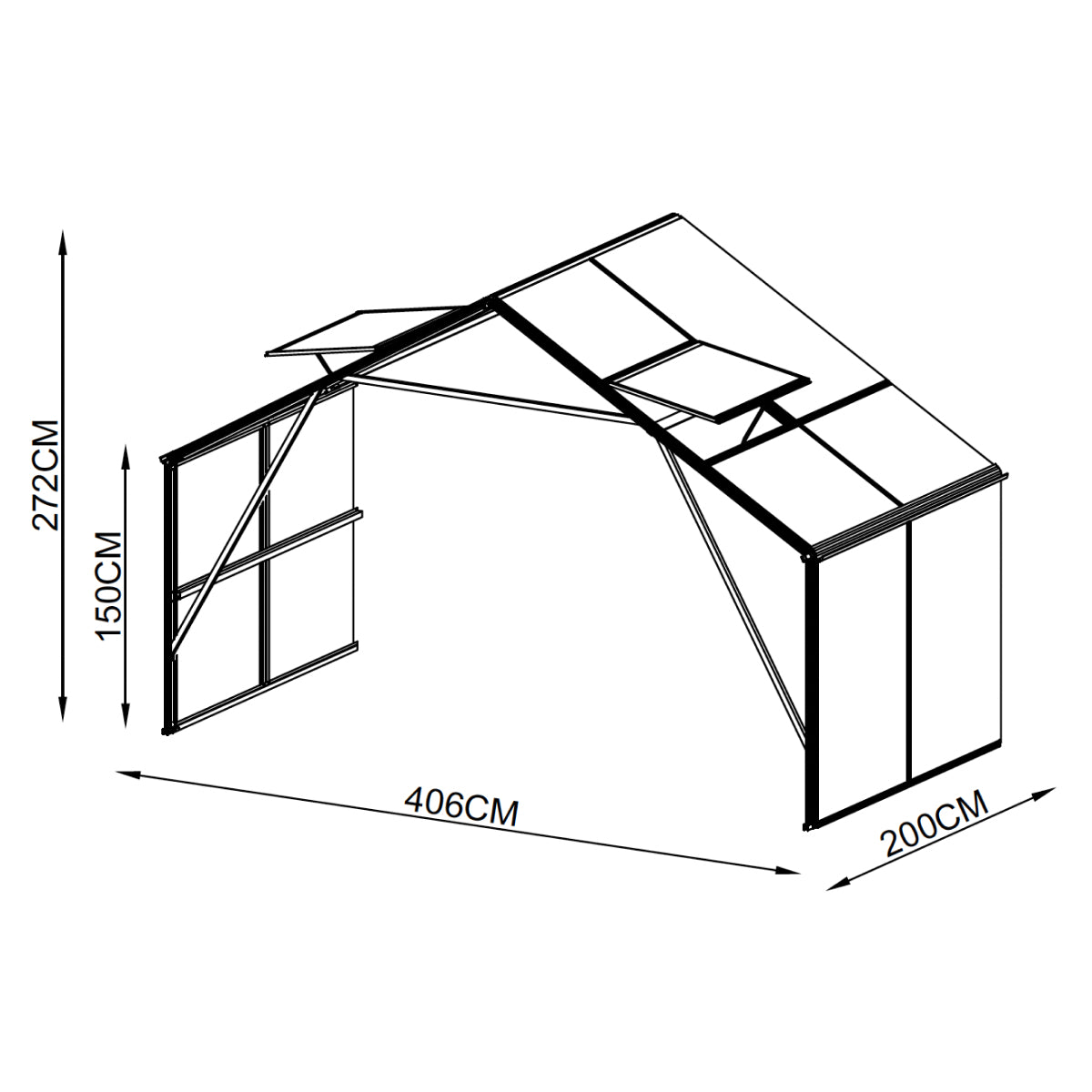 6.6' Extension Kit for Nordic Series 13' x 13' Gazebo-Style Greenhouse with Expandable Aluminum Frame, Quick-Connect Assembly, TMG-GHN13X