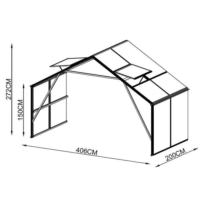 6.6' Extension Kit for Nordic Series 13' x 13' Gazebo-Style Greenhouse with Expandable Aluminum Frame, Quick-Connect Assembly, TMG-GHN13X