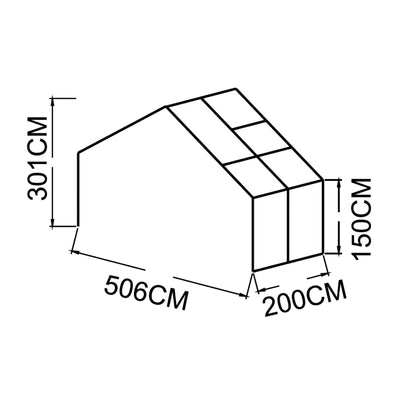 Kit d'extension de 2 m pour serre de style gazebo de série Nordic de 4,9 m x 3,9 m avec cadre en aluminium extensible et assemblage rapide TMG-GHN16X