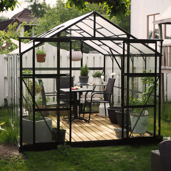 Pacific Series 6' x 16' Premium Sunroom Greenhouse with Sliding Door, 6'10" Ridge Height, 6mm Polycarbonate Walls & Roof, Slide & Lock Assembly TMG-GHP0616