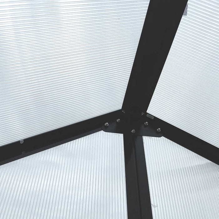 Pacific Series 7' x 9' Greenhouse, 7.4' Height, Heavy-Duty Aluminum Frame with Polycarbonate Roof and Walls, Slide & Lock Assembly System, TMG-GHP0709