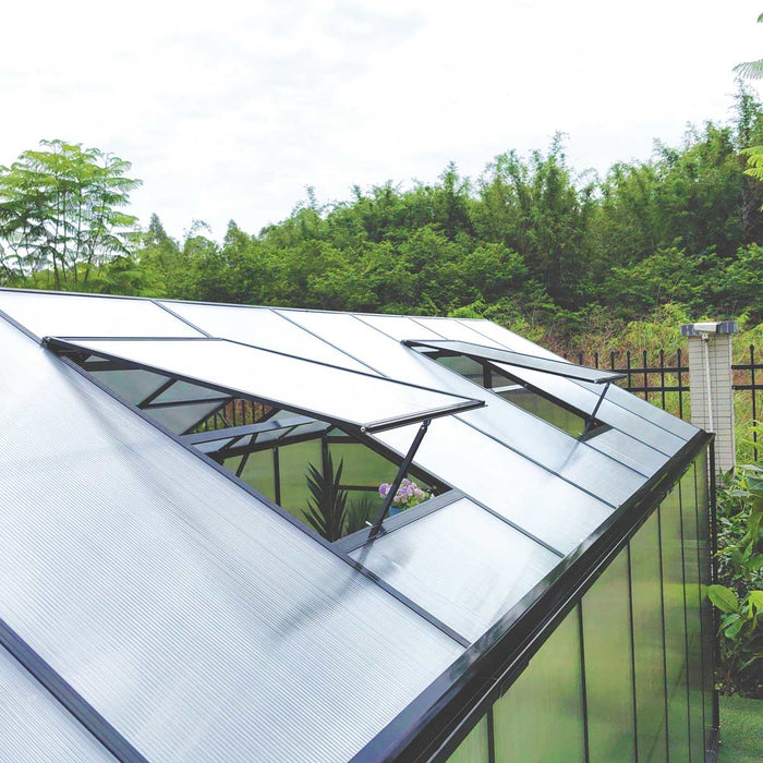Pacific Series 7' x 16' Premium Greenhouse, 7.4' Height, Aluminum Frame, Polycarbonate Roof and Walls, Slide & Lock System, TMG-GHP0716