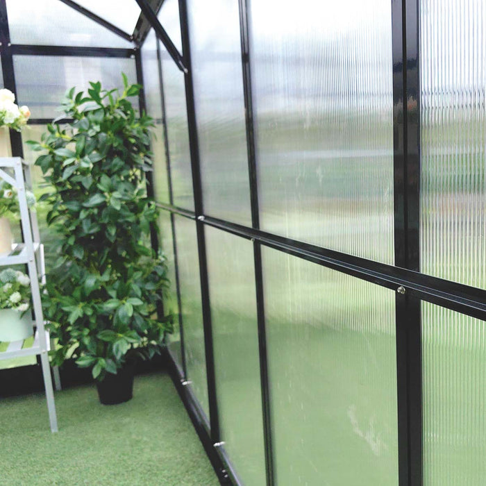 Pacific Series 7' x 16' Premium Greenhouse, 7.4' Height, Aluminum Frame, Polycarbonate Roof and Walls, Slide & Lock System, TMG-GHP0716