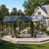 Orangery Series 24' x 14' T-Shaped Gazebo-Style Greenhouse, 8.4' Height, Expandable Heavy-Duty Box Frame, Full 4mm Tempered Glass Roof and Wall Panels TMG-GHR1424