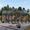 Orangery Series 19’ x 24’ T-Shaped Gazebo-Style Greenhouse, 8.4’ Height, Expandable Heavy-Duty Box Frame, Full 4mm Tempered Glass Roof and Wall Panels TMG-GHR1924