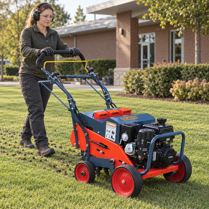 Walk Behind Lawn Aerator with 7 HP Kohler Engine, 24-Tine Coring Drum and Removable Counterweights, Self-Propelled, TMG-GLA19