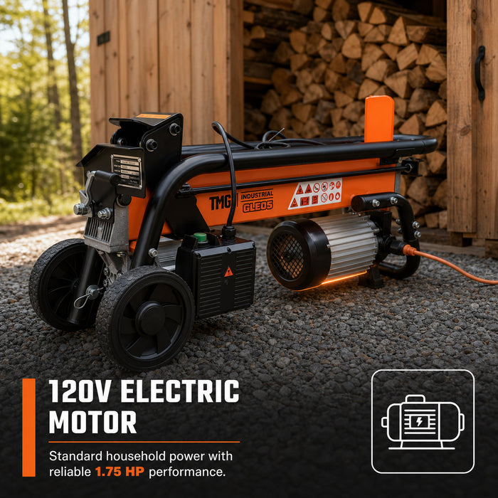 5 Ton Portable Electric Log Splitter, 120V 1.75 HP Motor, Max 10" Log Dia., TMG-GLE05