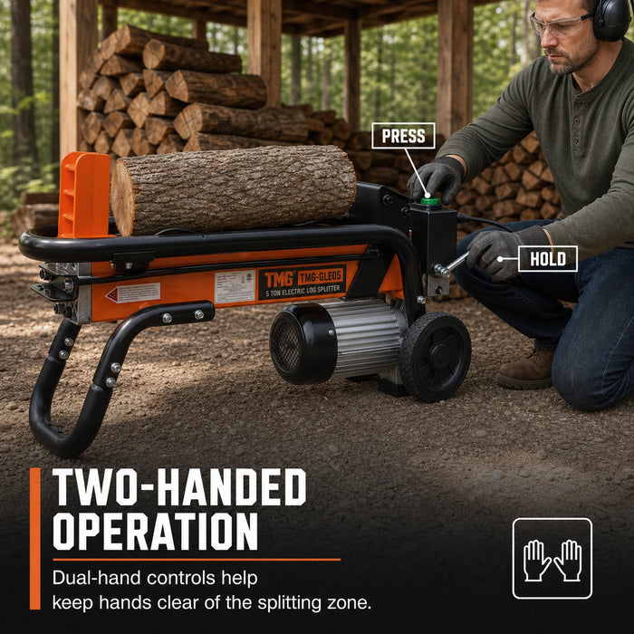 5 Ton Portable Electric Log Splitter, 120V 1.75 HP Motor, Max 10" Log Dia., TMG-GLE05