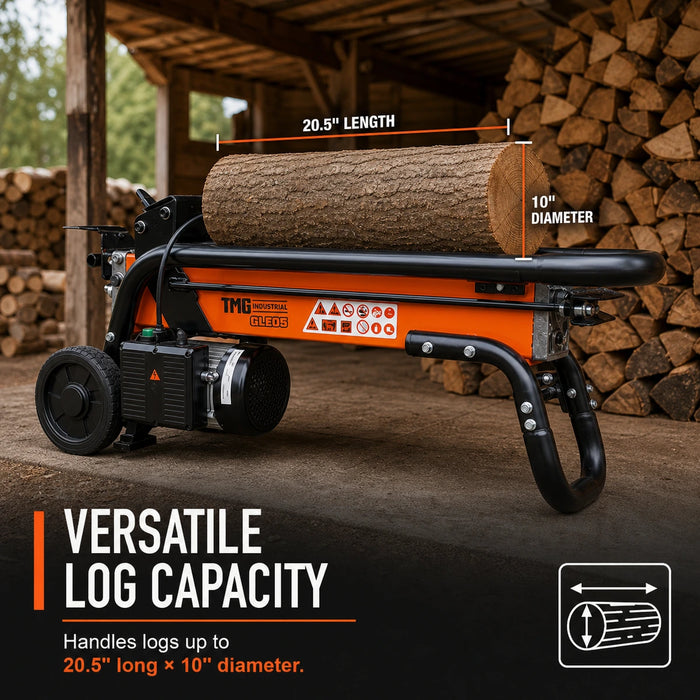 5 Ton Portable Electric Log Splitter, 120V 1.75 HP Motor, Max 10" Log Dia., TMG-GLE05