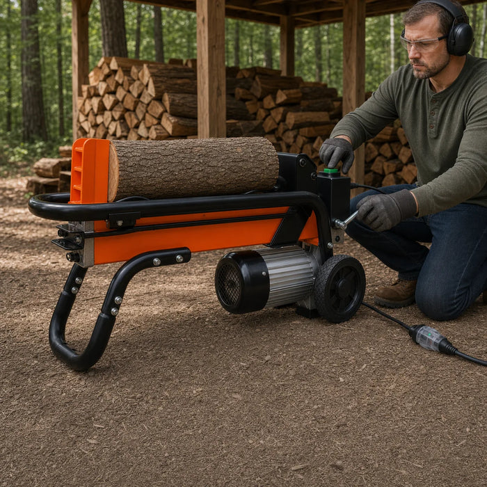 5 Ton Portable Electric Log Splitter, 120V 1.75 HP Motor, Max 10" Log Dia., TMG-GLE05