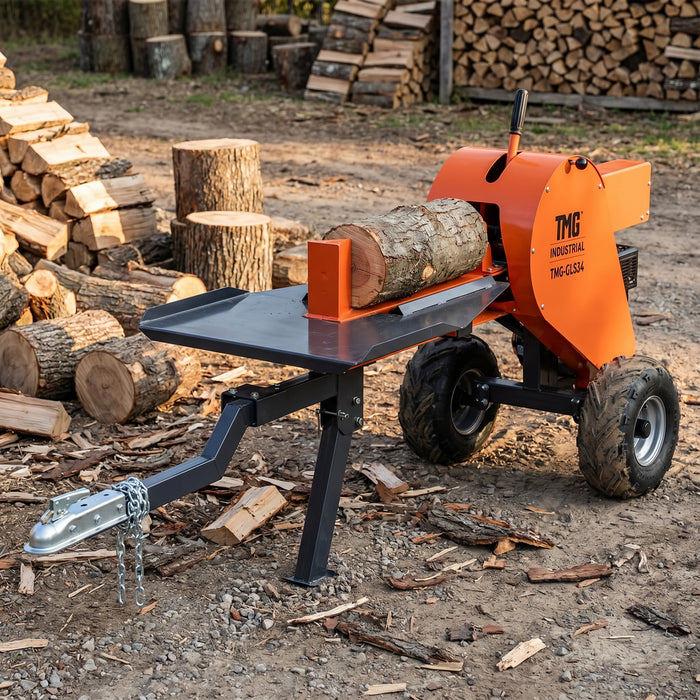 TMG Industrial 34 Ton ATV/UTV Tow-Behind Log Splitter, 7 HP Kohler Essence Engine, 28" Log Diameter Capacity, 3-Sec Cycle Time, TMG-GLS34