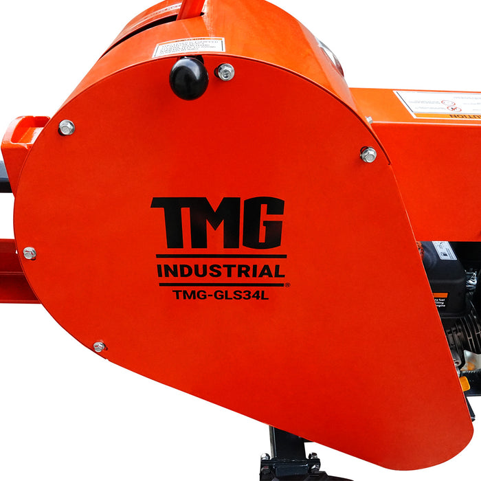 Fendeuse de bûches remorquable pour VTT/UTV de 34 tonnes, moteur à essence de 7 HP, capacité de bûches de 28 po, cycle de 3 secondes, TMG-GLS34L