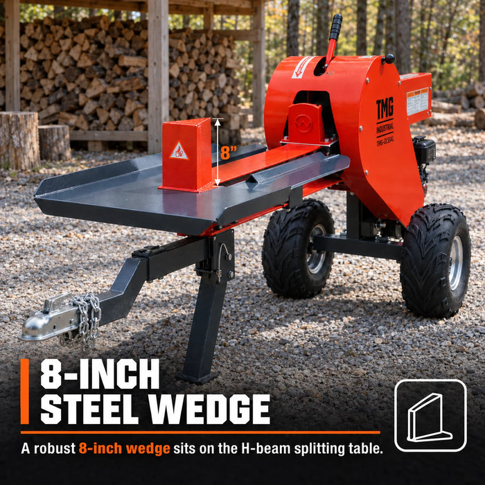 Fendeuse de bûches remorquable pour VTT/UTV de 34 tonnes, moteur à essence de 7 HP, capacité de bûches de 28 po, cycle de 3 secondes, TMG-GLS34L