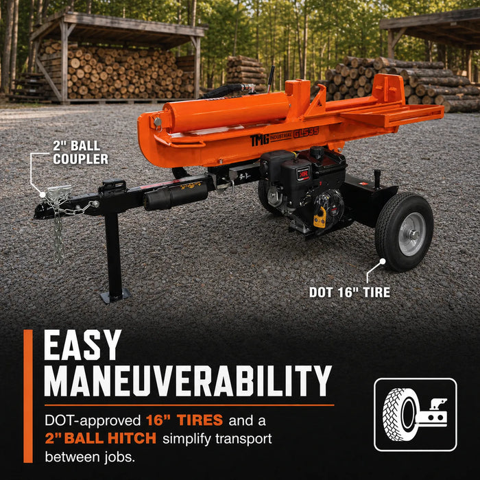 35 Ton Gas Powered Hydraulic Log Splitter, 306cc 9.5 HP Briggs & Stratton® Engine, Horizontal/Vertical Operation, Towable, TMG-GLS35