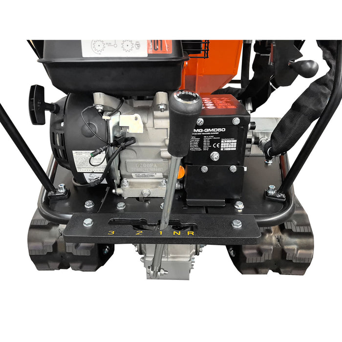 1,100 lb Tracked Dumper, Hydraulic Tipping, 196cc 6.5 HP Gas Engine, 3-Speed Transmission, TMG-GMD50