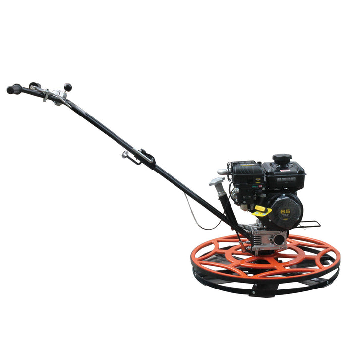 TMG-GPT30V walk-behind power trowel full side profile with long handle and 30-inch rotor