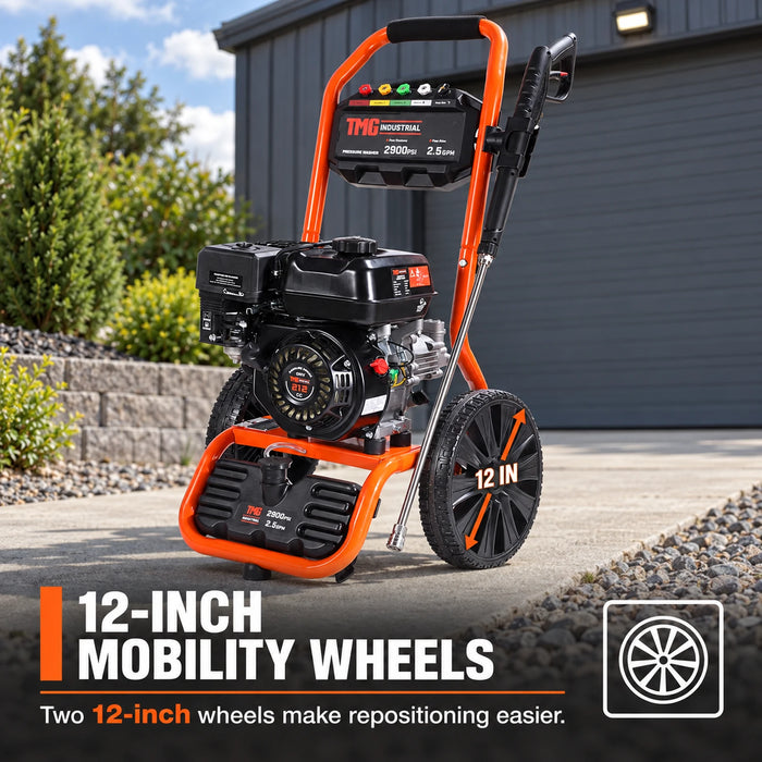 Nettoyeur haute pression à essence 2900 PSI, 2,5 GPM, moteur à essence 212 cc, tuyau 25', roues 12", TMG-GPW30RH