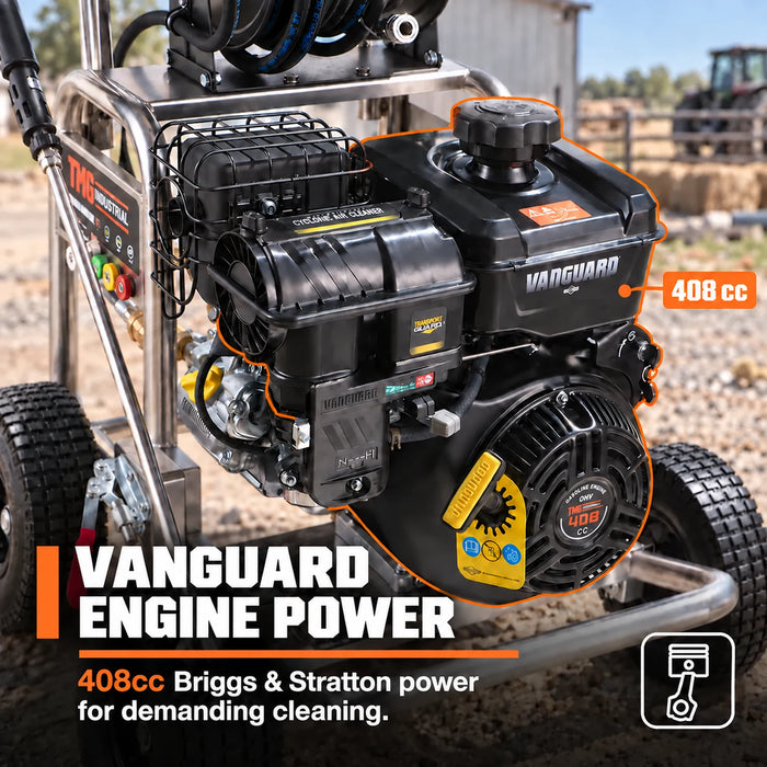 Nettoyeur haute pression à essence 3600 PSI, 4 GPM, moteur Vanguard 408cc, pompe industrielle Triplex AR, dévidoir 98', TMG-GPW36BS