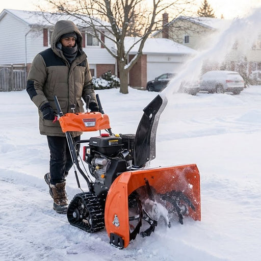 34" Self-Propelled Gas-Powered Snow Blower, Dual-Stage, Rubber Track, Heated Hand Grips, Electric Start, 21" Intake Height, LED Light, TMG-GSB34 TMG Industrial