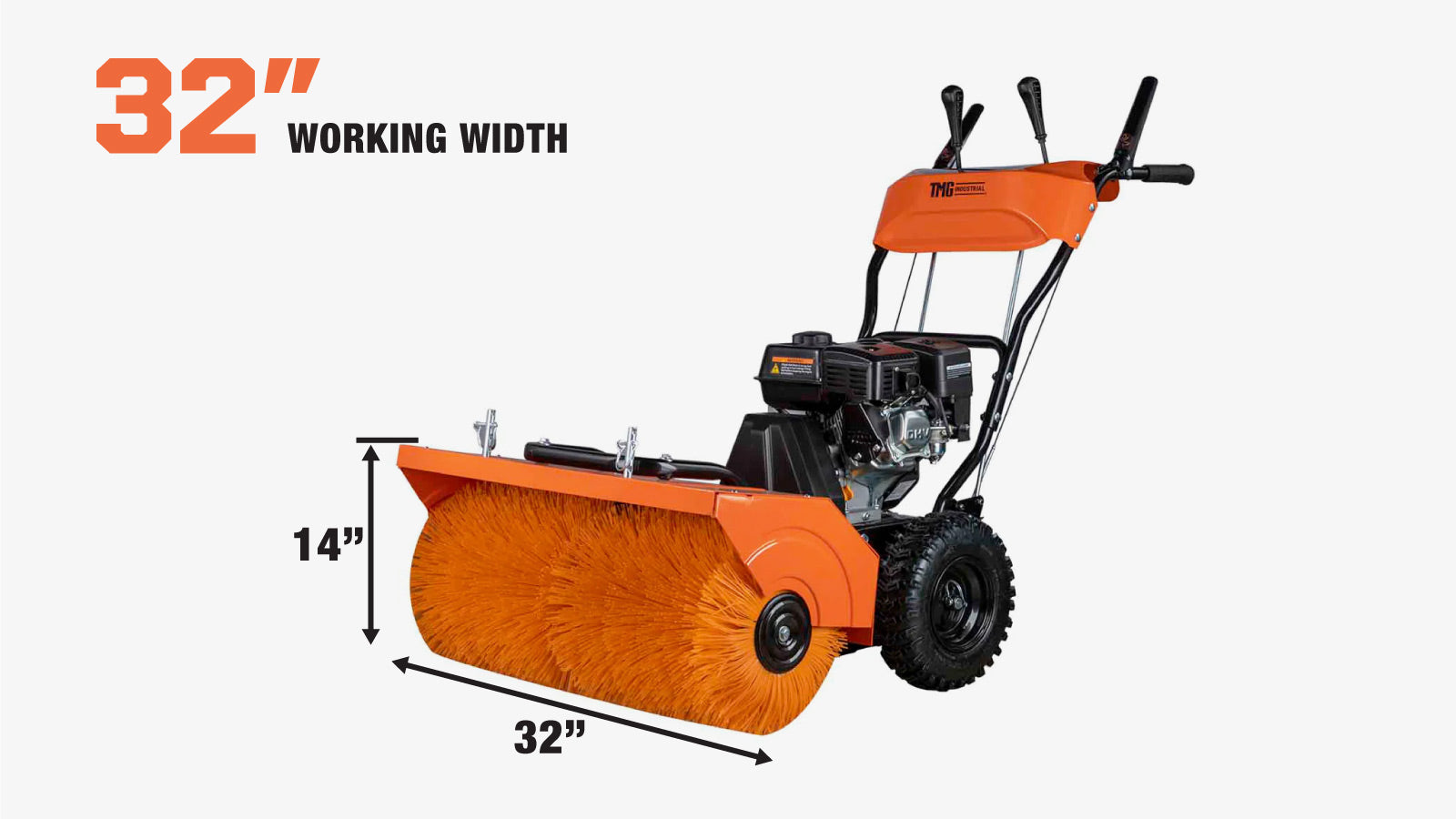 TMG Industrial 32” All Season Surface Rotary Brush/Snow Broom, Self-Propelled, Forward and Reverse, TMG-GSB32-specifications-image