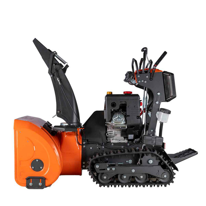 TMG Industrial 34” Stand-On Gas-Powered Snow Blower, Dual Stage, Rubber Track, LED Light, 50’ Throwing Distance, TMG-GSB36
