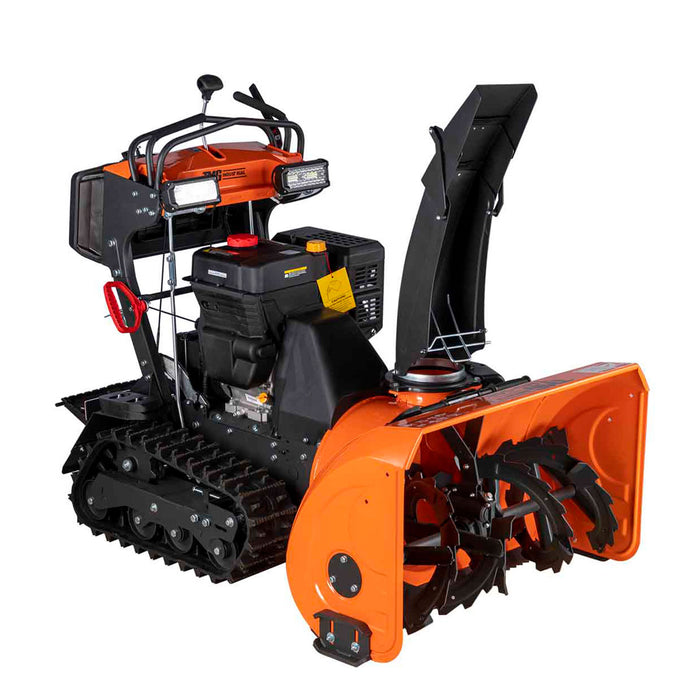 TMG Industrial 34” Stand-On Gas-Powered Snow Blower, Dual Stage, Rubber Track, LED Light, 50’ Throwing Distance, TMG-GSB36
