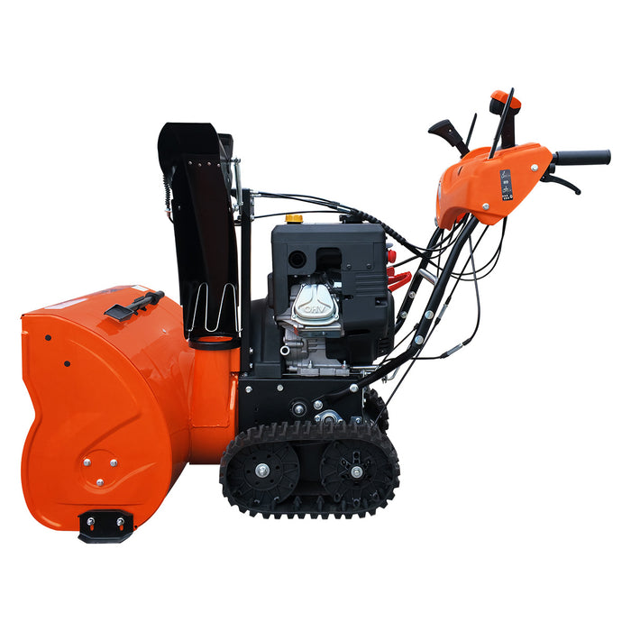 28" Track Drive Snow Blower, 302cc/10 HP Gas Engine, Electric Start, Serrated Auger, Joystick, LED Light, Heated Handlebar, TMG-GSBT28